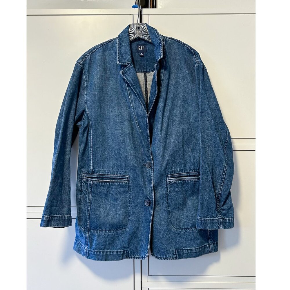 Oversized Gap Denim Blazer with Washwell medium wash - Size Medium